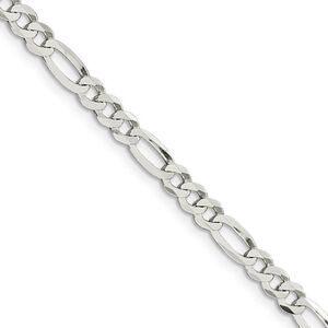 4.5mm Sterling Silver Flat Figaro Chain Necklace, 24 Inch